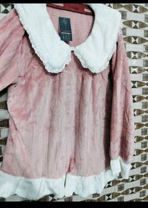 Cute Pink Plush Pajama Set