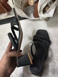 Black Block Heel Sandals