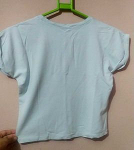 Floral Print Tee - Light Blue