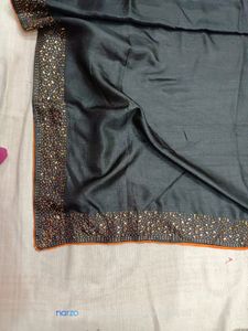 Black Saree With Stone Detailing