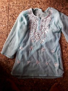 Aqua Mirror Embellished Kurti