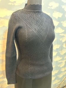 Stylish Black Knit Turtleneck Top