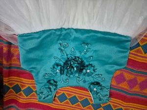 Flower Girl Dress - Teal &amp; White