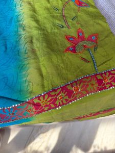 Vintage Teal &amp; Lime Beaded Scarf