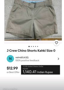 J Crew Chino Shorts Kahki