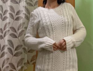 White Long Sweater Top