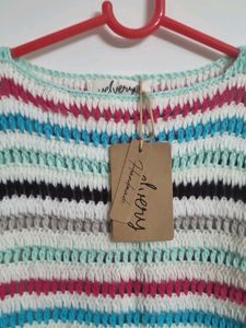 Striped Crochet Knit Top