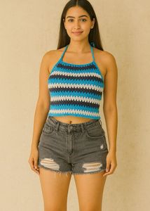 Striped Crochet Halter Top