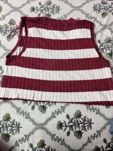 Striped Sleeveless Knit Top