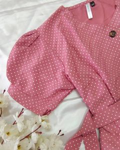 Korean influenced Pink polka dot dress