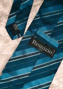 Striped Blue Tie Pure Silk From Italy