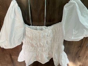 White Puff Peplum Top