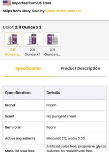 Pdam 2% Foam Minoxidil  Imported