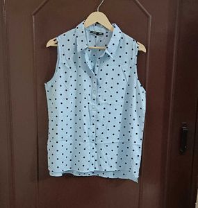 Baby Blue Polka Dot Top