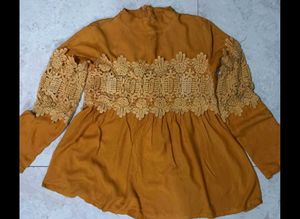 Elegant Mustard Lace Peplum Top🌻🐣