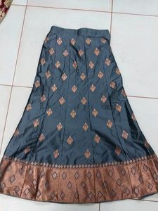 Grey Lehenga, Boat Neck With Back Tie And Hook