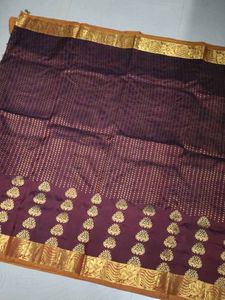 Elegant Purple &amp; Gold Pure Kanjivaram Silk Saree