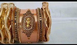 Elegant Gold-Toned Traditional Bangles Set