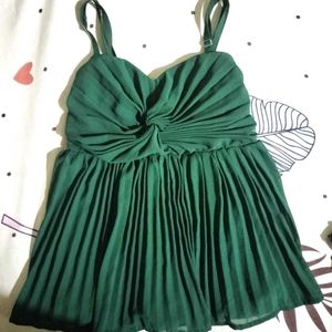 Green Pleated Cami Top