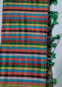 Colorful Pure Cotton Gamcha Style Saree