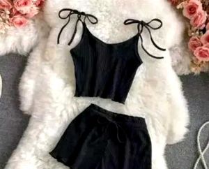 Cute Black Two-Piece Set