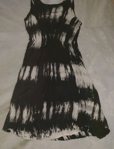 Cotton Midi Tie-dye Dress With Gold Neckline