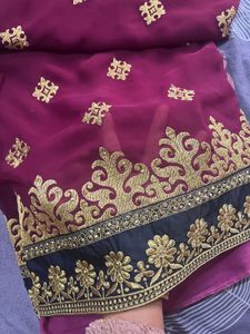 Elegant Maroon Embroidered Saree
