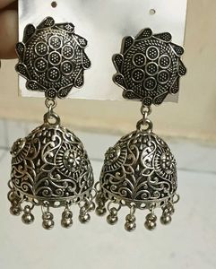 Silver Jhumka Earrings