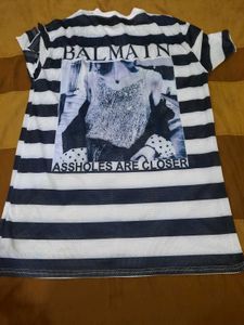 Balmain Stripe Mesh Tee