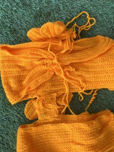 Wool/crochet  Material Dress With Flowers