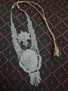 Beautiful Stone 2layer Silver Necklace