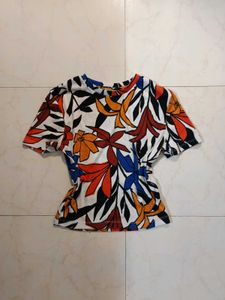 ZARA Printed Ribbed Top