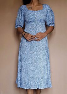 Blue Ditsy Print Dress