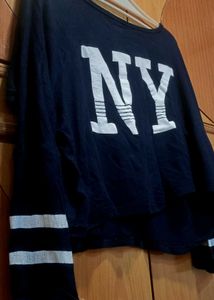 NY Dark Blue Crop Top