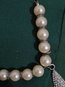 Pearl &amp; Rhinestone Drop Necklace