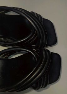 Black Crisscross Heeled Sandals