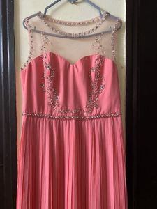 Elegant Pink Maxi Dress Busy 36” Length 62”