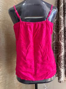 Pink Cotton Spaghetti Top