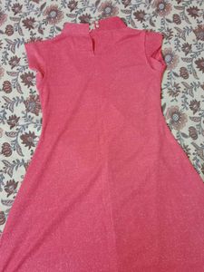 Pink Mock Neck Sparkle Dress