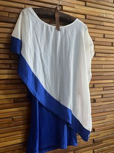 Blue &amp; White Layered Short Dress