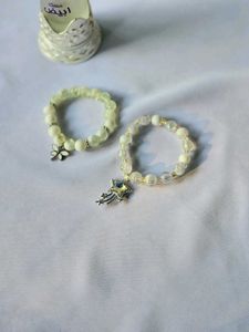 White Beads Brecelt With Charm