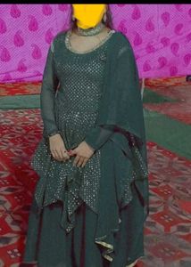 New Green Dress With Dupatta And Plazzo