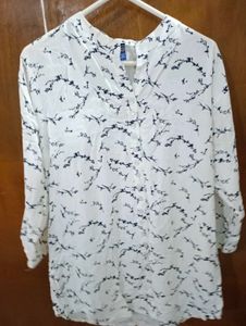 Floral Print White Top