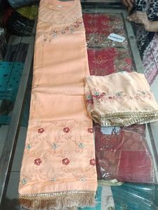 Peach Embroidered Dress Material