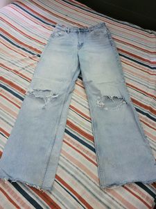Zara High Waisted Ripped Jeans