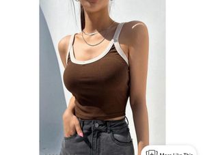 Brown Ribbed Tank Top