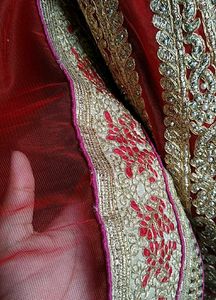 Elegant Red &amp; Gold Lehenga Set (Blouse+Duppata)