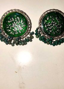 Green Jhumka Earrings