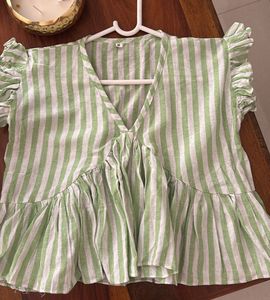 Striped Peplum Top Cotton