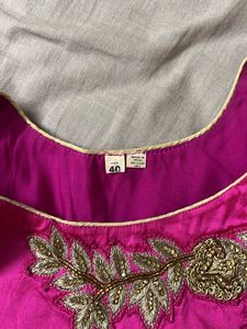 Dark Pink A-line Kurta Set